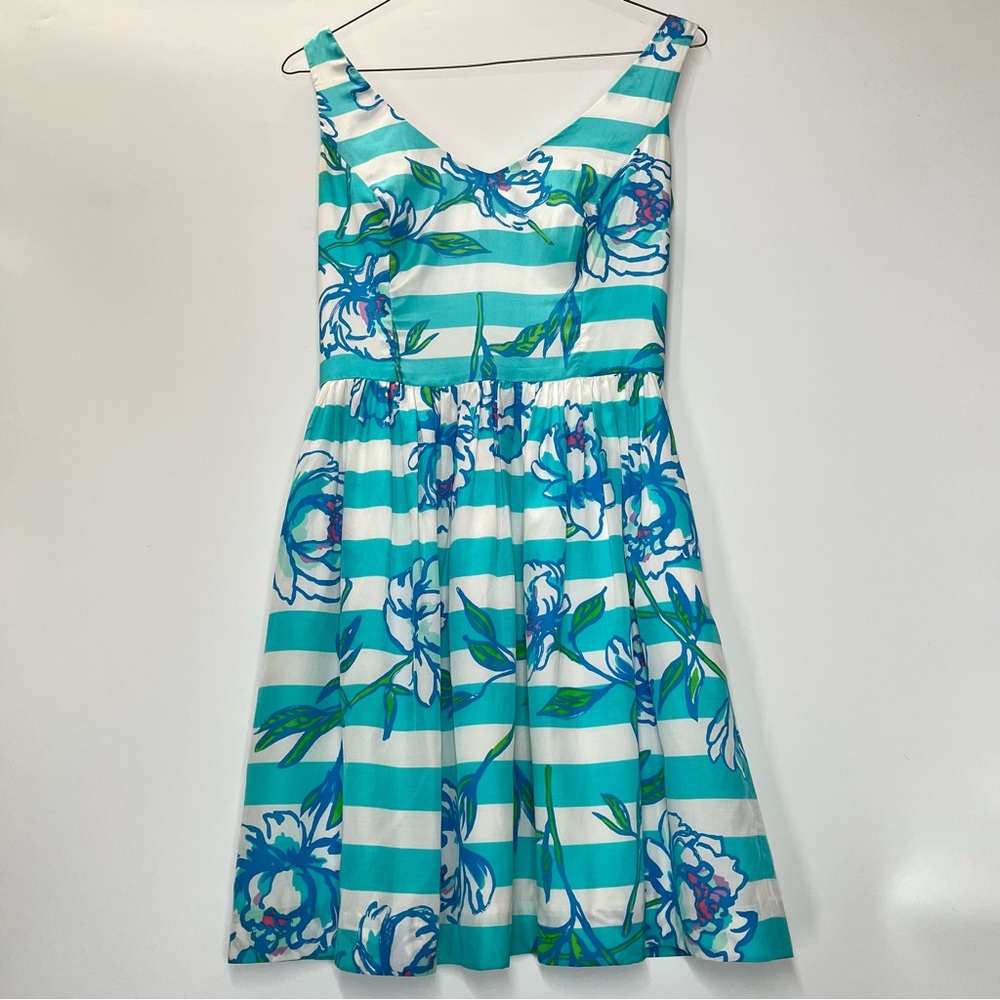 Lilly Pulitzer Roswell Shorley Blue Tossing The Line Fit and Flare Dress Size 00